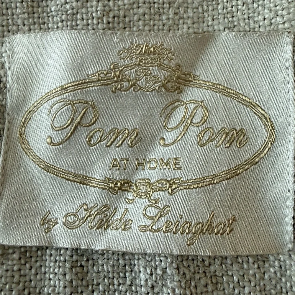 Pom Pom at Home Hilde Leiaghat 100% Linen Throw Blanket Oatmeal Fringe 50 x 72